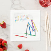 We Love You Mom Hand-Drawn Crayon Art スタンダードランチョンナプキン (インサイチュ)