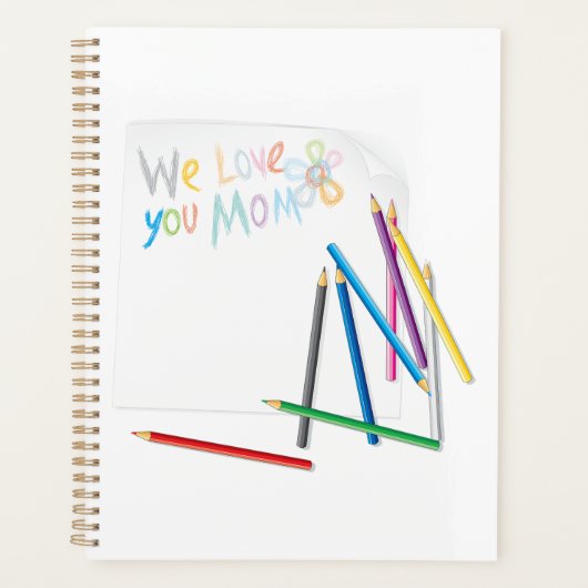 We Love You Mom Hand-Drawn Crayon Art プランナー手帳 (正面)