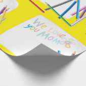 We Love You Mom Hand-Drawn Crayon Art ラッピングペーパー (角)