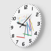 We Love You Mom Hand-Drawn Crayon Art ラージ壁時計 (傾斜)