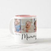 We Love you Mommy 4 Photo Collage Modern Script ツートーンマグカップ (正面左)
