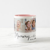 We Love you Mommy 4 Photo Collage Modern Script ツートーンマグカップ (中央)