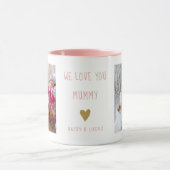 We Love You Mummy 2 Photo  Personalised  Pink マグカップ (中央)