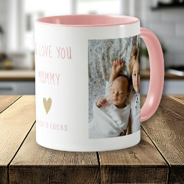 We Love You Mummy 2 Photo  Personalised  Pink マグカップ