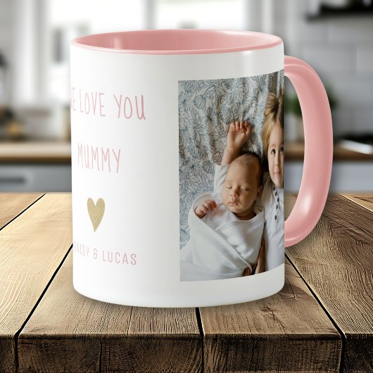We Love You Mummy 2 Photo  Personalised  Pink マグカップ