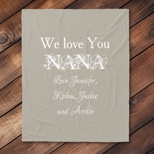 「We Love You Nana」台本エレガント名Soft Gray フリースブランケット