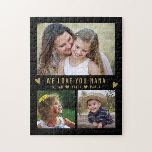 We Love You Nana 3 Photo Collage Black ジグソーパズル (縦)