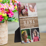 We Love You Nana 4 Photo Collage Wood フォトプラーク<br><div class="desc">孫の名前とナナのための素朴なお気に入りの写真パーソナライズされたコラージギフト。</div>