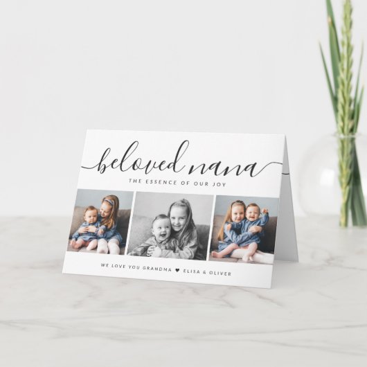 We Love You Nana Black & White Photo Mothers Day カード (正面)