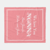 「We Love You NONNA」はサーモンの名パーソナライズされた前 フリースブランケット (正面(横))