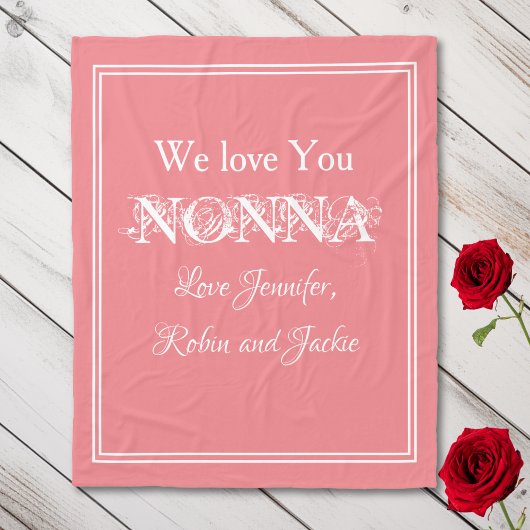 「We Love You NONNA」はサーモンの名パーソナライズされた前 フリースブランケット