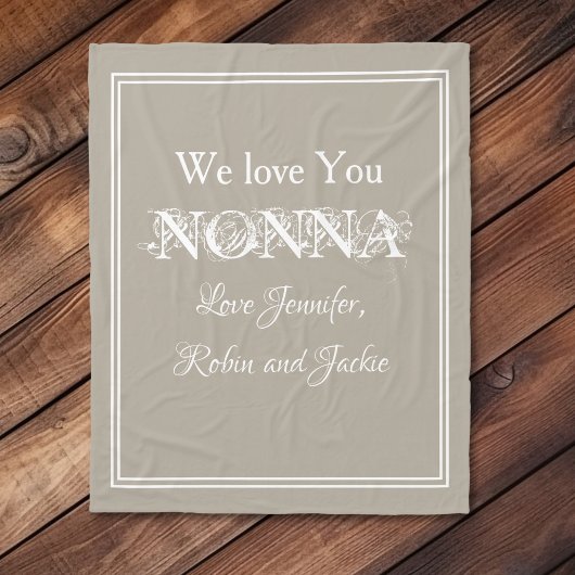 "We Love You NONNA" パーソナライズされた Beige フリースブランケット
