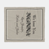 『We Love You Nonna』名前をカスタムするゴージャスなベージュ フリースブランケット (正面(横))