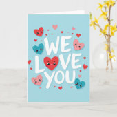 We Love You Sky Blue Hearts Card カード (黄色い花)