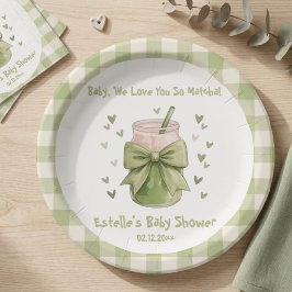 We Love You So Matcha グリーンティーベイビーシャワー ペーパープレート