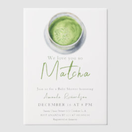 We love you so Matcha Baby Shower ベラム紙招待状