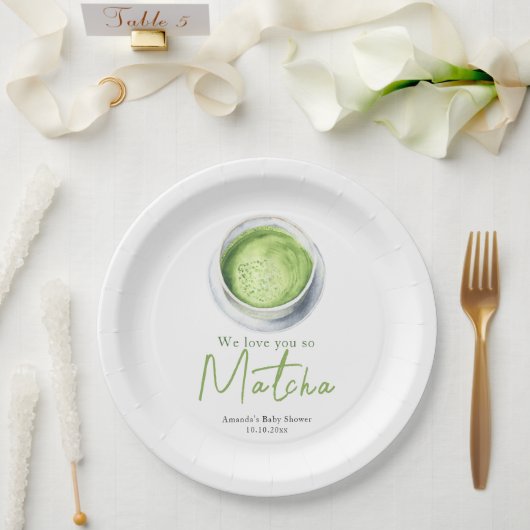 We love you so Matcha Baby Shower ペーパープレート (ウェディング)