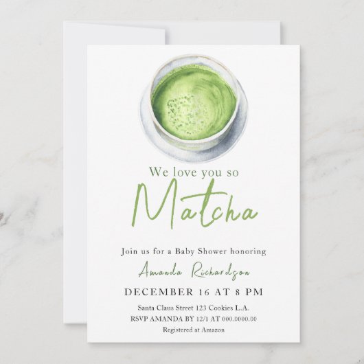 We love you so Matcha Baby Shower 招待状 (正面)