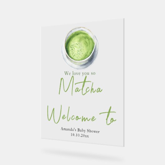 We love you so Matcha Baby Shower Welcome アクリルサイン (傾斜)