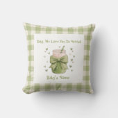 We Love You So Matcha Cozy Gingham Bow クッション (正面)