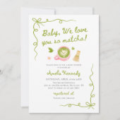 We Love You So Matcha Green Tea Baby Shower 招待状 (正面)