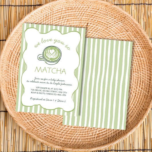 We Love You So Matcha Green Tea Baby Shower 招待状