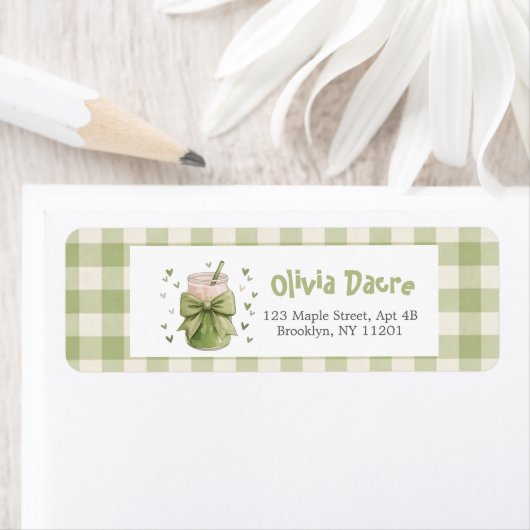 We Love You So Matcha Mail Bow Gingham ラベル (インサイチュ)