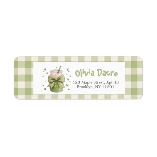 We Love You So Matcha Mail Bow Gingham ラベル (正面)
