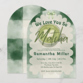 We Love You So Matcha Modern Baby Shower 招待状 (正面/裏面)