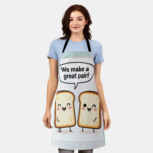We Make a Great Pair Cute Toast Apron エプロン (着用した状態)