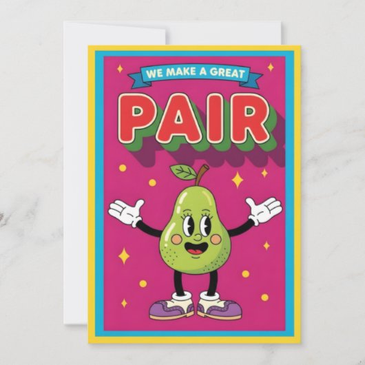 We Make a Great Pair fun fruit lover kawaii pear サンキューカード (正面)