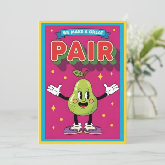 We Make a Great Pair fun fruit lover kawaii pear サンキューカード (スタンド正面)