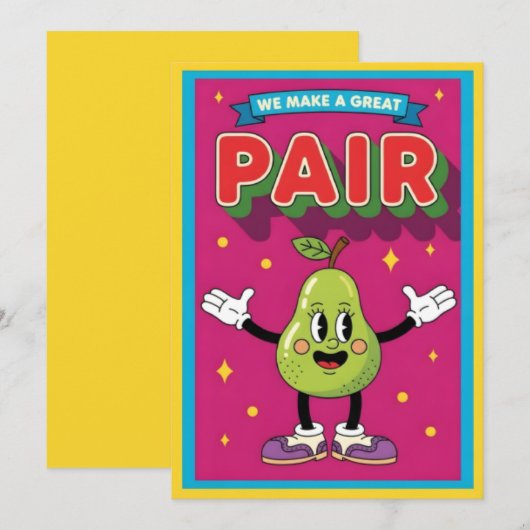 We Make a Great Pair fun fruit lover kawaii pear サンキューカード (正面/裏面)