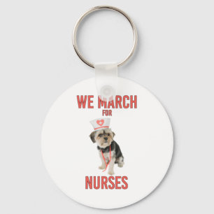We March forナース-おもしろい犬ナース キーホルダー