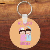 We March forナース-おもしろい Cute Cartoonナース キーホルダー (正面)