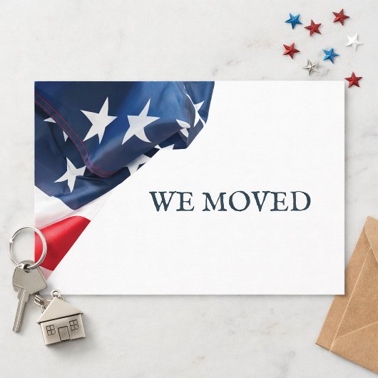 We Moved New Address USA Flag Postcard ポストカード