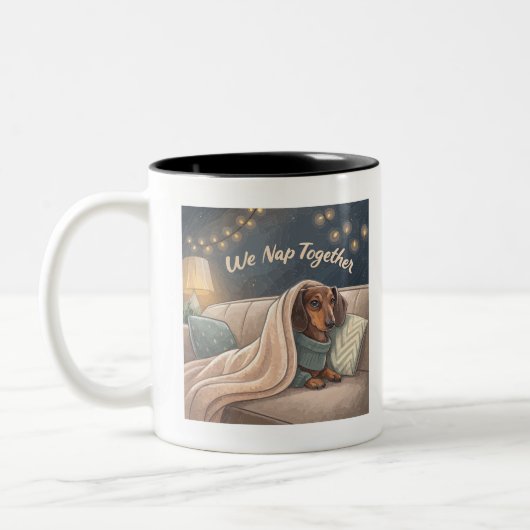 We Nap Together – Cozy Dachshund Mug for Dog Lover ツートーンマグカップ (左)