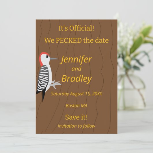 We Pecked the Date Funny Woodpecker 招待状 (スタンド正面)