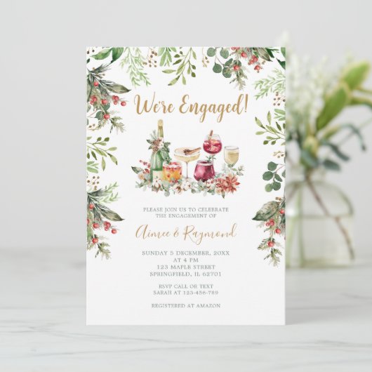 We’re Engaged Christmas Cocktail Engagement Party 招待状 (スタンド正面)