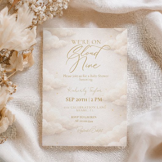 We’re on Cloud Nine Baby Shower Invitation 招待状