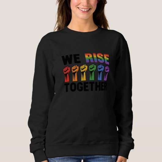 We Rise Together Bisexual Gay Trans Queer Lgbtq Ra スウェットシャツ (正面)