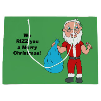 We Rizz You a Merry Christmas Custom Santa ラージペーパーバッグ