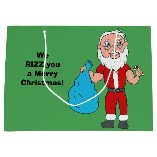 We Rizz You a Merry Christmas Custom Santa ラージペーパーバッグ (正面)