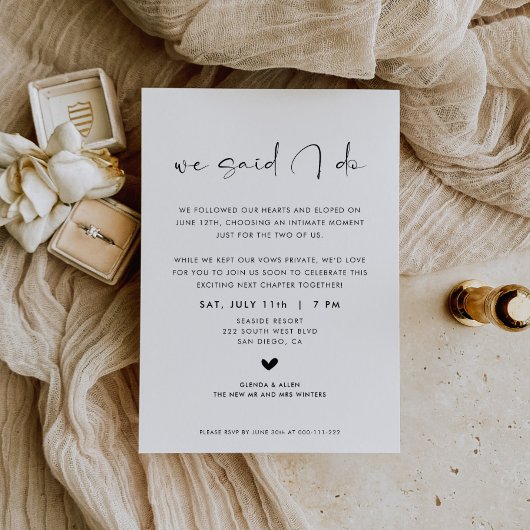We Said I Do Elopement Reception Invitation 案内状