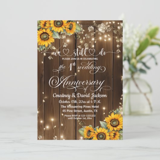 We Still Do 1st Wedding Anniversary String Lights 招待状 (スタンド正面)