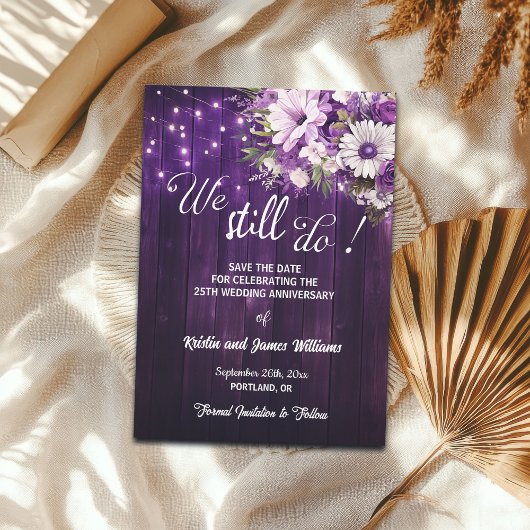 We Still Do 25th Wedding Anniversary String Lights セーブザデート