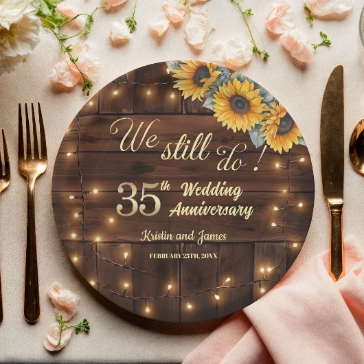 We Still Do 35th Wedding Anniversary String Lights ペーパープレート
