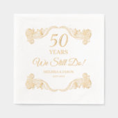 "We Still Do" 50th Wedding Anniversary Floral 箔ナプキン (正面)