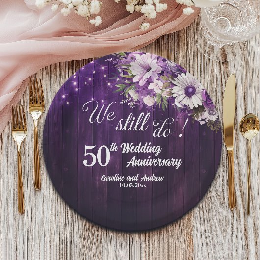 We Still Do 50th Wedding Anniversary String Lights ペーパープレート