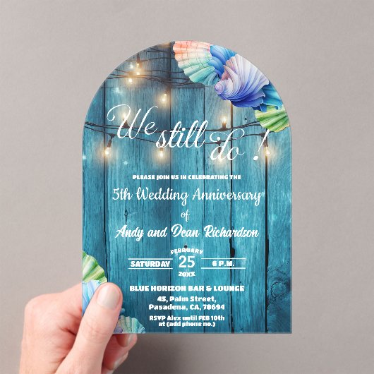 We Still Do 5th Wedding Anniversary String Lights アクリル招待状 (インサイチュ (ポータブル))